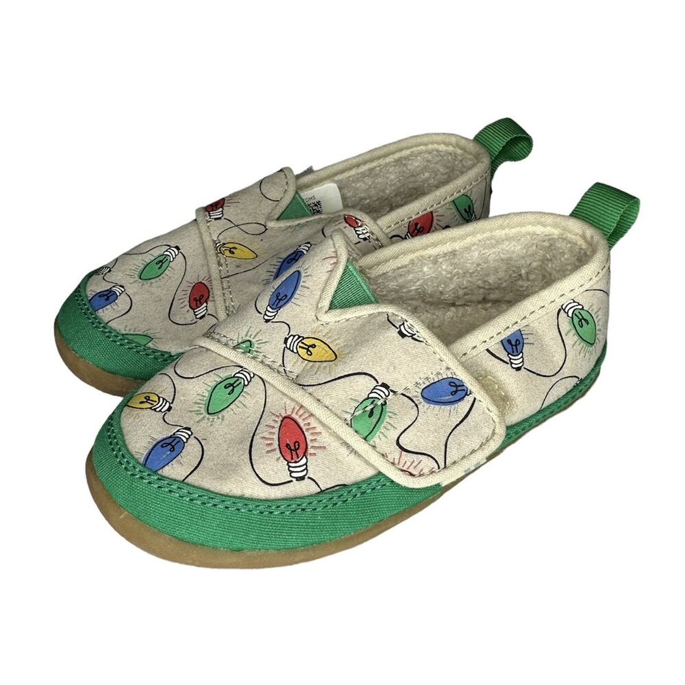 Toms Fleece Lined Christmas Lights Print Shoes Size 8